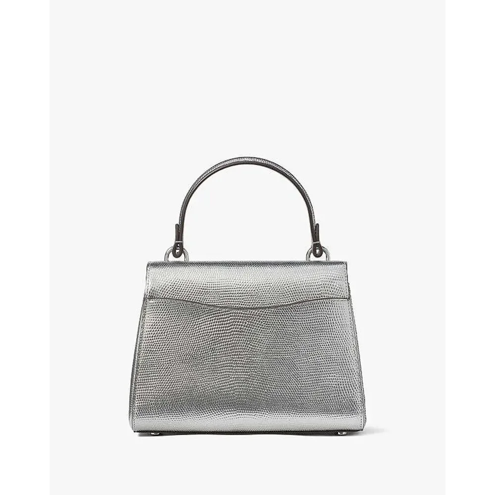 Kate Spade KF354 Katy Lizard Embossed Leather Small Top Handle Satchel Silver